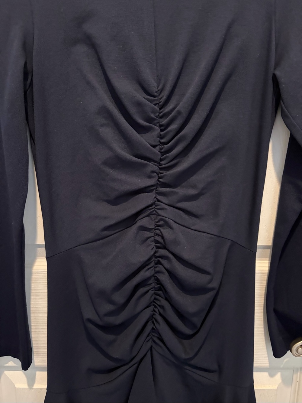 Aknvas Navy Blue Asymmetric Ruching High-Low Dress - Picture 3 of 6